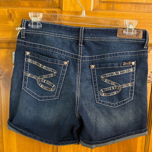 Seven7 Women's Dark Blue Denim Shorts - Picture 3 of 6